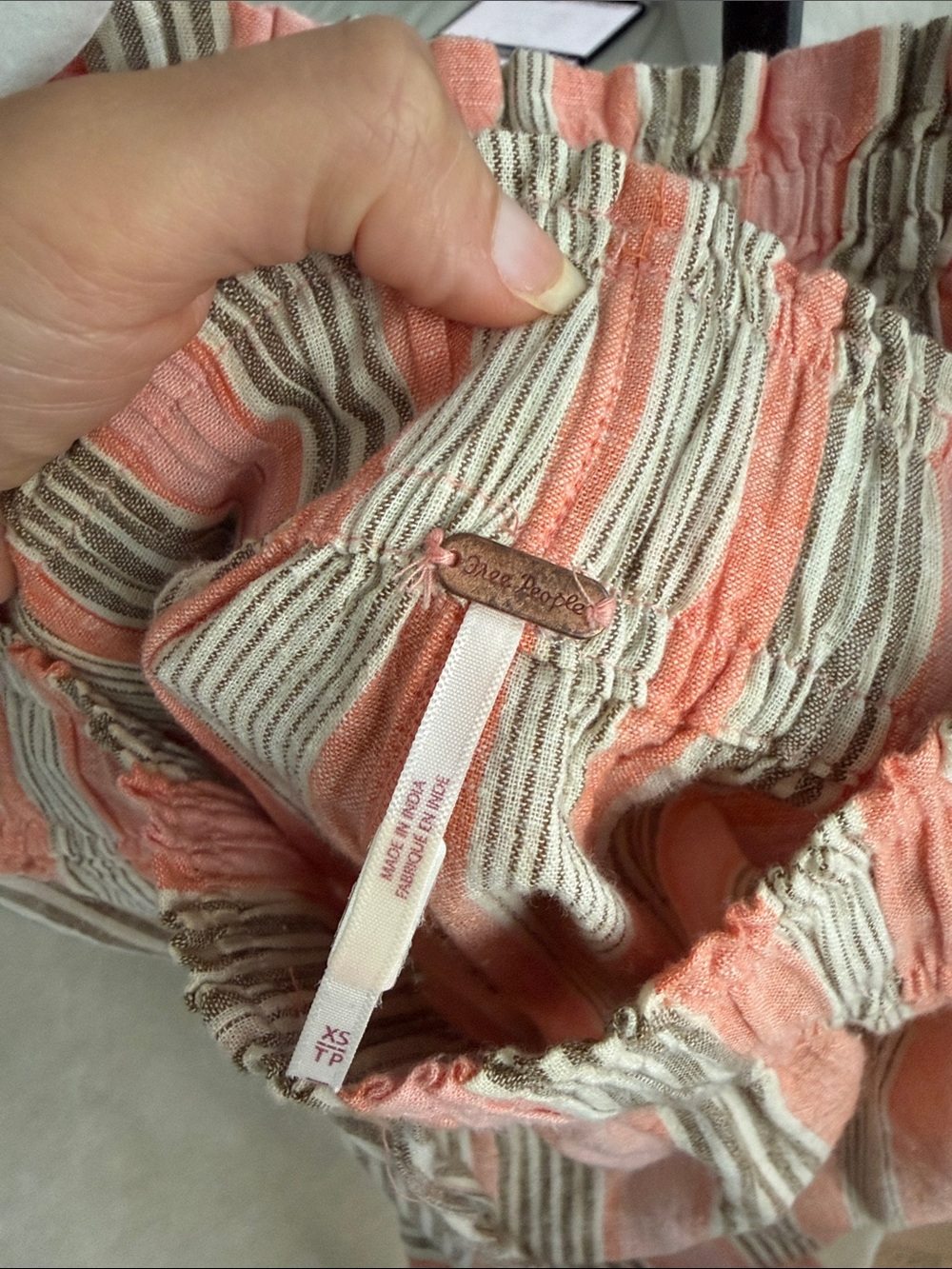 Free people stripe linen two piece pant tube top set